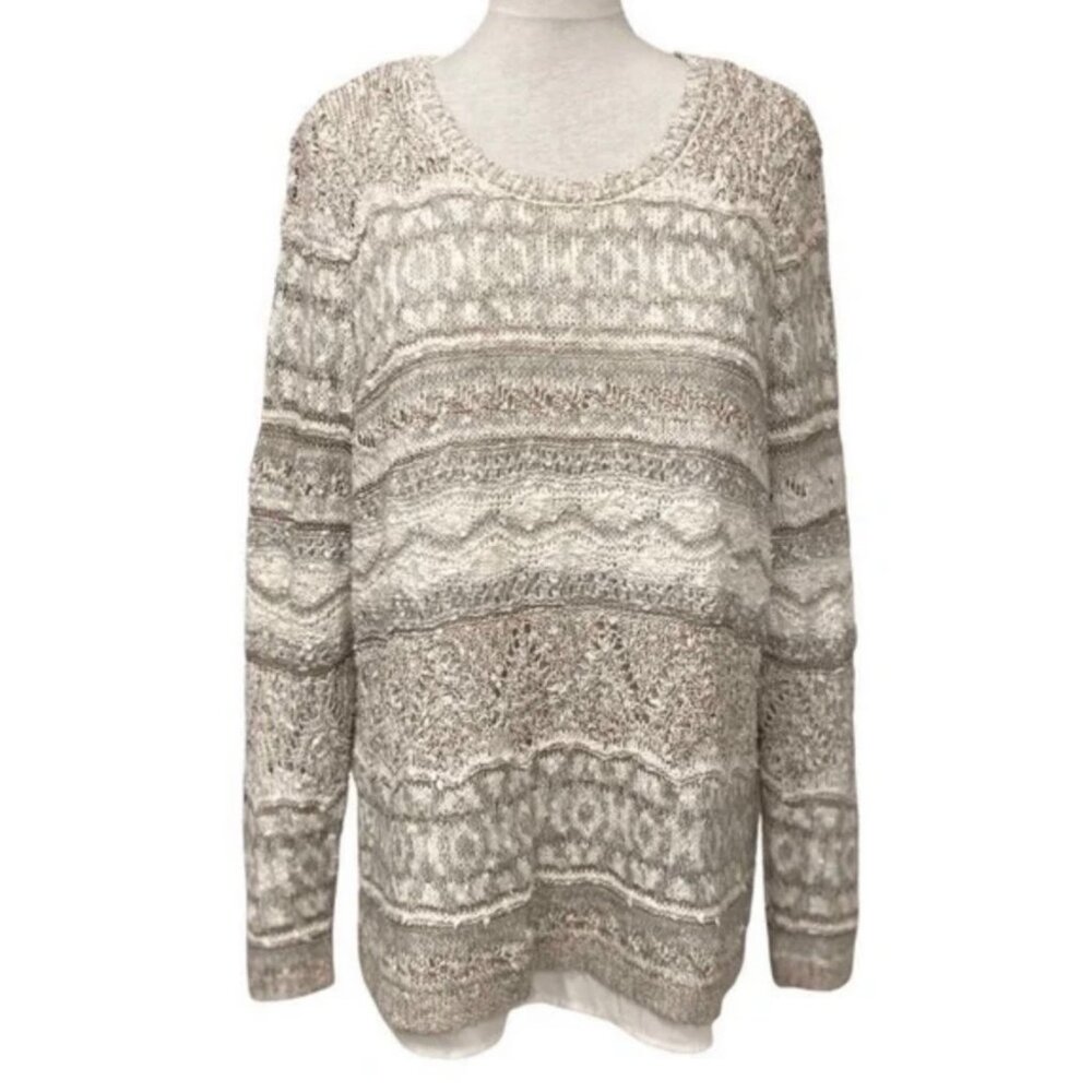 Bob Timberlake open knit split back lined tunic sweater. Women's size XXL